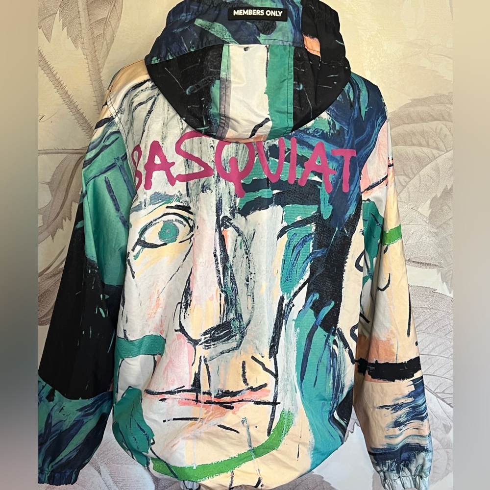 BASQUIAT X MEMBERS ONLY HOODED JACKET SZ M COLORFUL ZIP POCKETS WINDBREAKER - Picture 2 of 11
